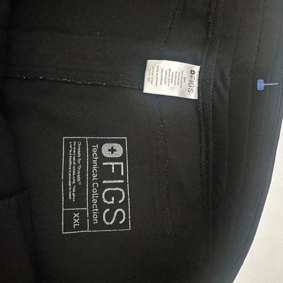 NWOT Figs Black Scrubs Tapered Fit Elastic Waist Technical Collection XXL - Picture 5 of 5